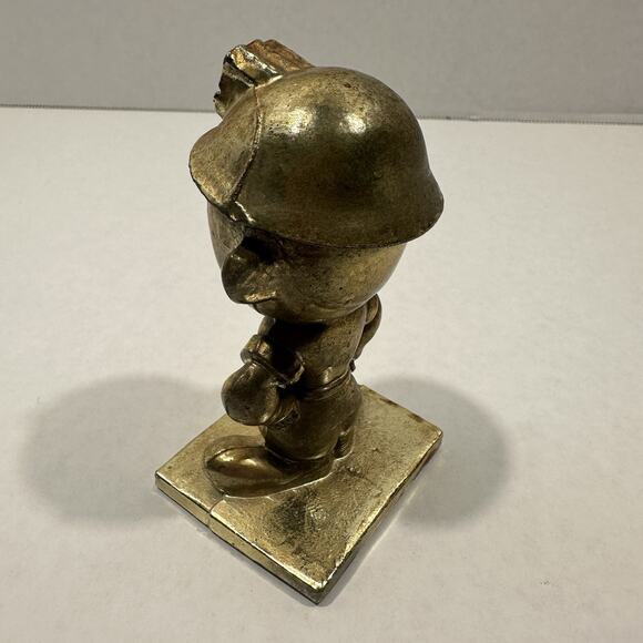 VTG Gold Tone Metal PHILLIPS 66 Petroleum Gas & Oil Field Worker Mascot Figurine - Picture 5 of 12